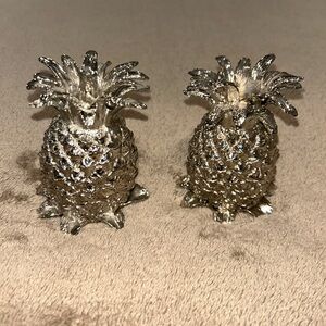 Set of 2‎ Vintage Silver Metal Weighted Pineapple Candlestick Holders 3.5”